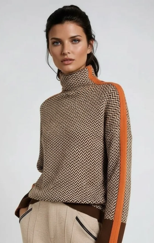 Susana - Jersey de cuello alto con rayas en contraste