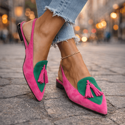 Lorena - Sandalias con Tiras y Borlas