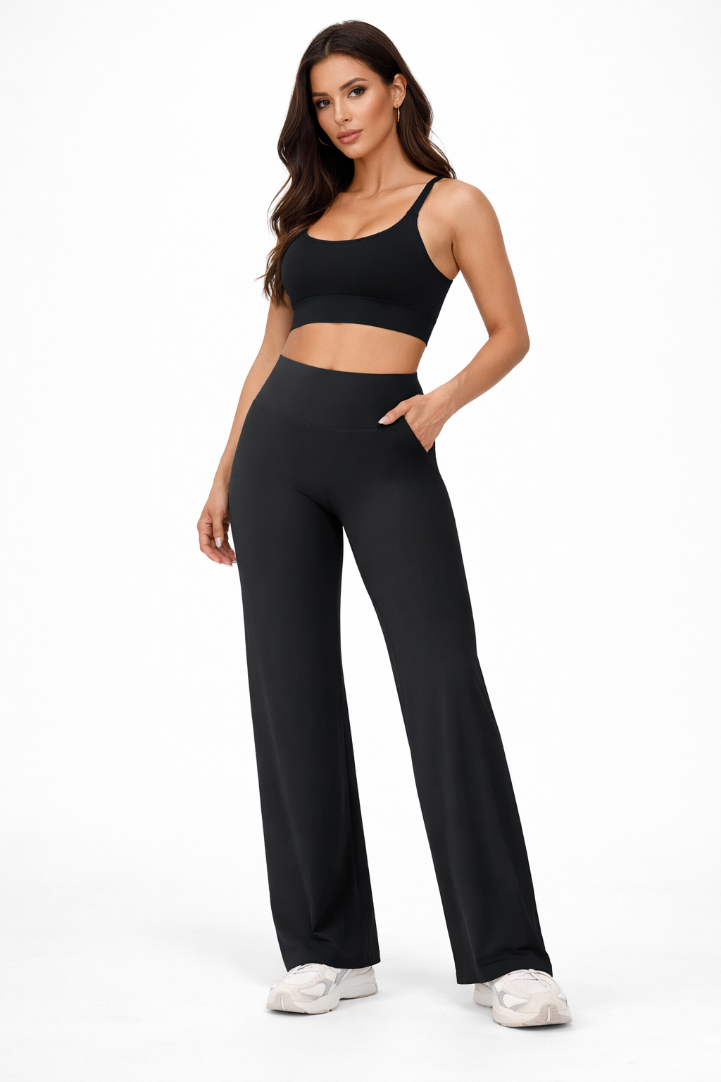 Leggings straight tiro alto