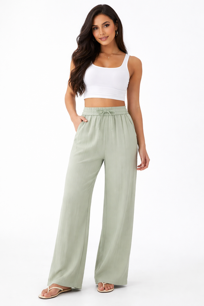 Pantalón de lino de cintura alta