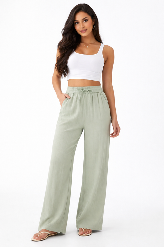 Pantalón de lino de cintura alta