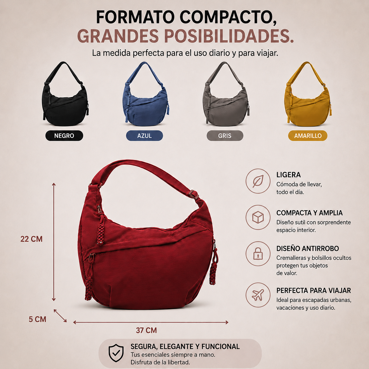 Aria | Bolso de Hombro Negro