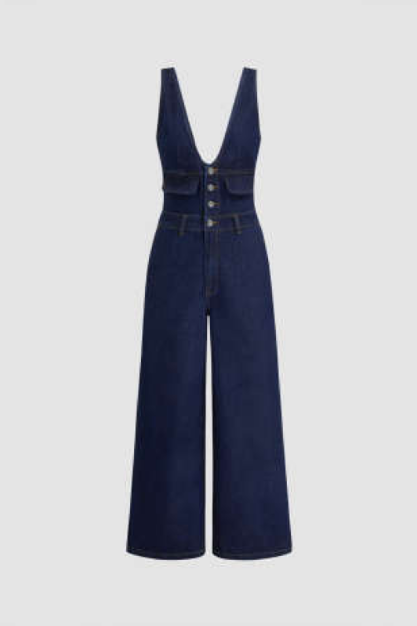 Mono vaquero de pierna ancha con cuello en V