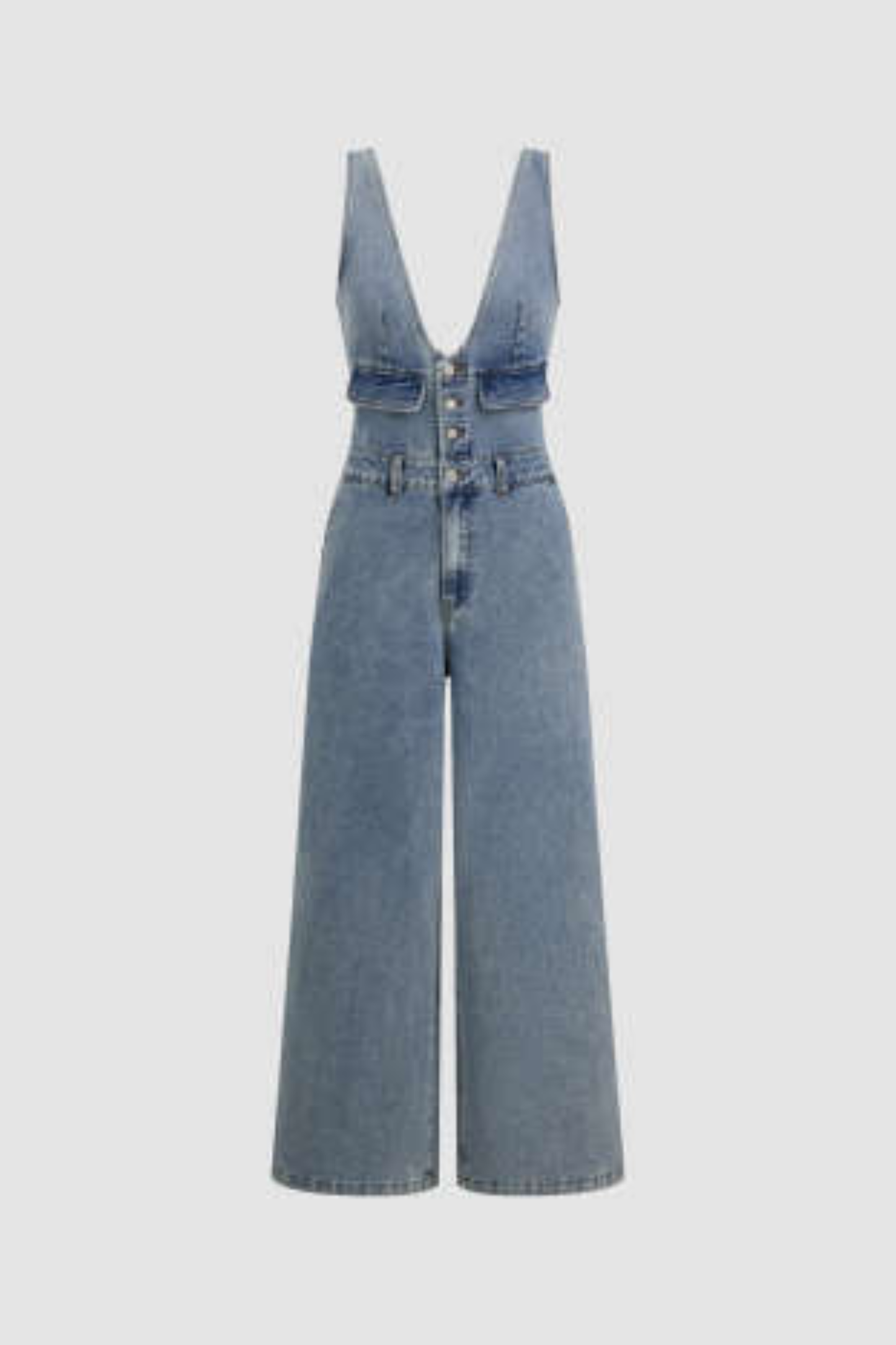 Mono vaquero de pierna ancha con cuello en V