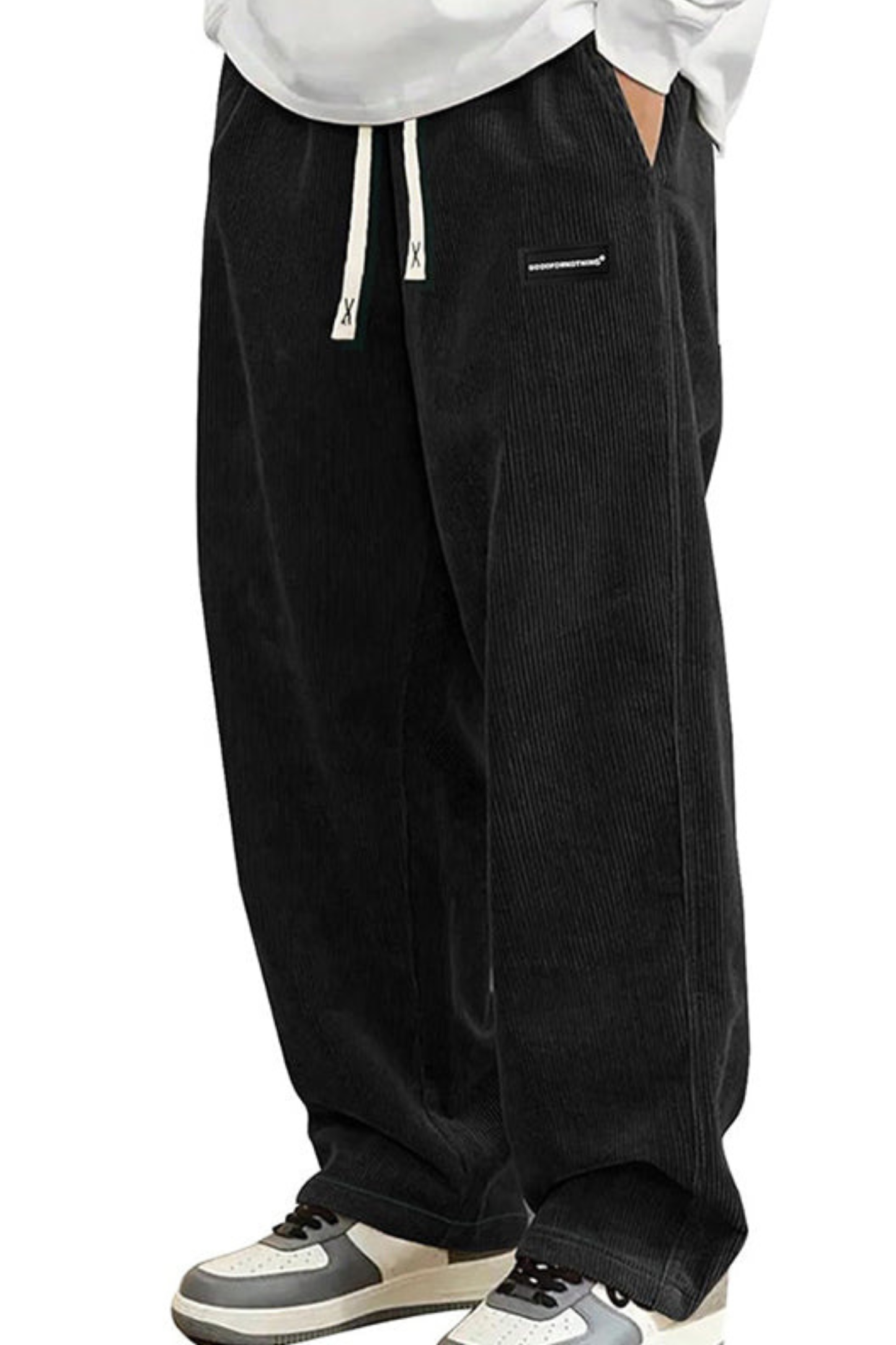 Pantalón de pana con cordón y bolsillos