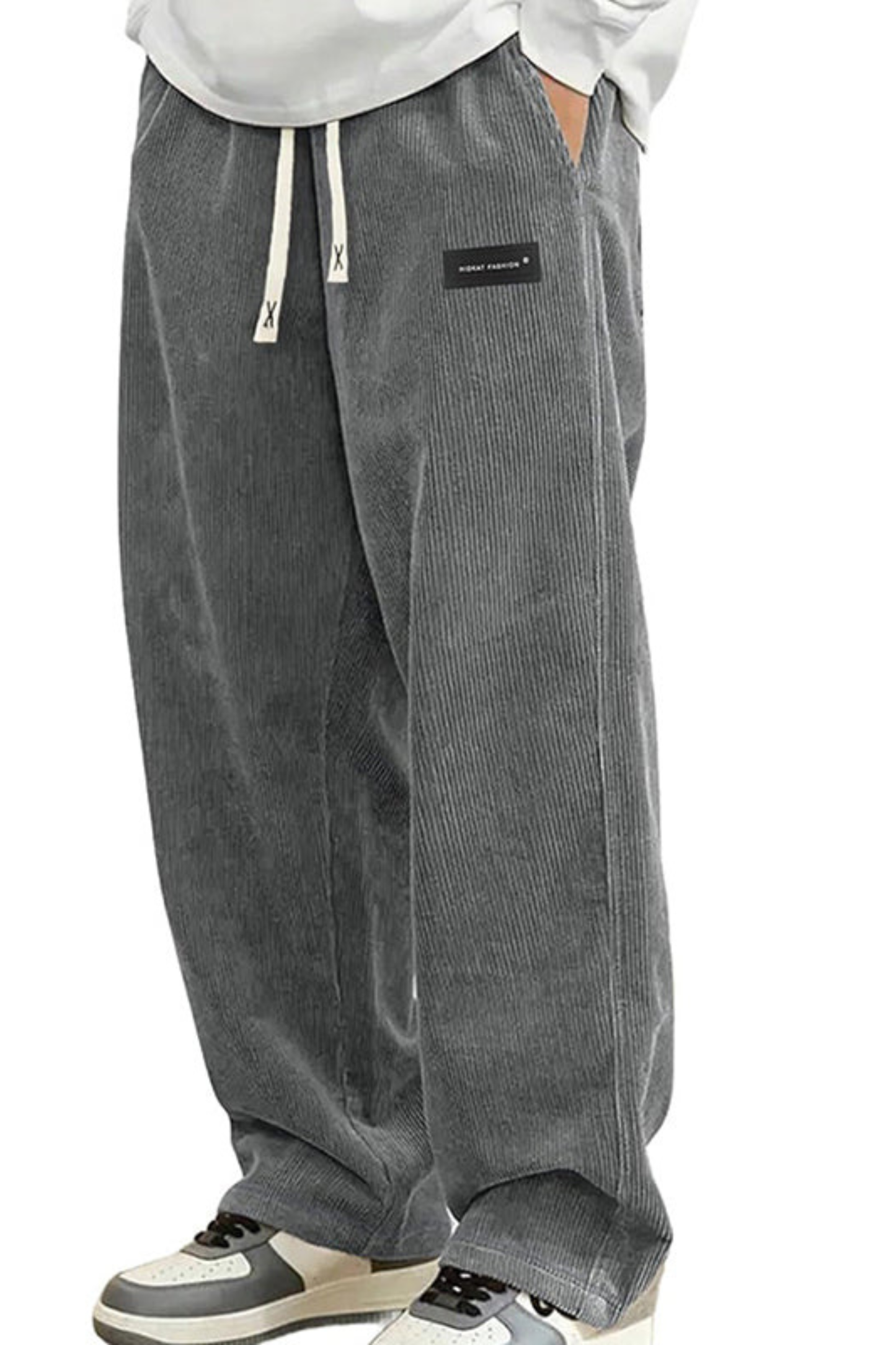 Pantalón de pana con cordón y bolsillos