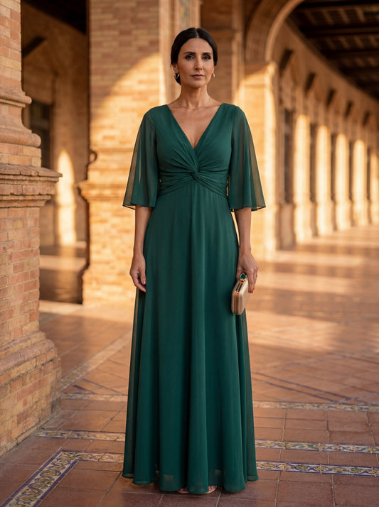 Lucía | Vestido de chiffon con escote en V